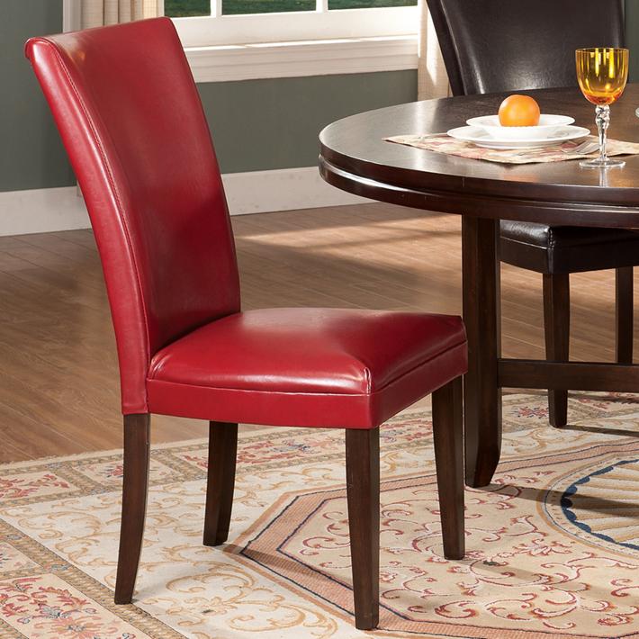 Red leather shop parsons chairs